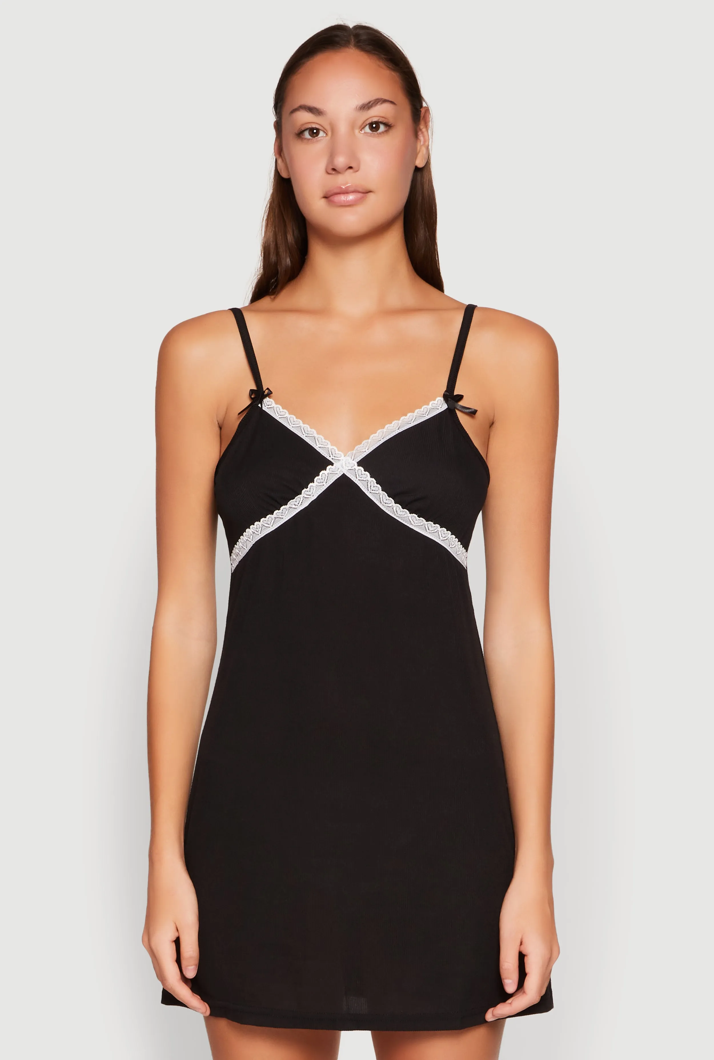 Ribbed Knit Lace Detail Cami Nightgown sold by Rainbow product image thumbnail 2