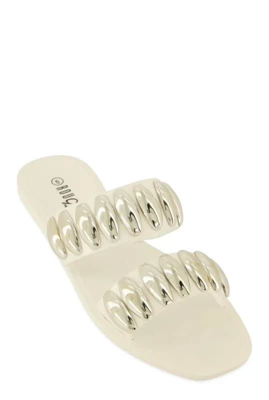 Studded Double Band Jelly Sandals sold by Rainbow