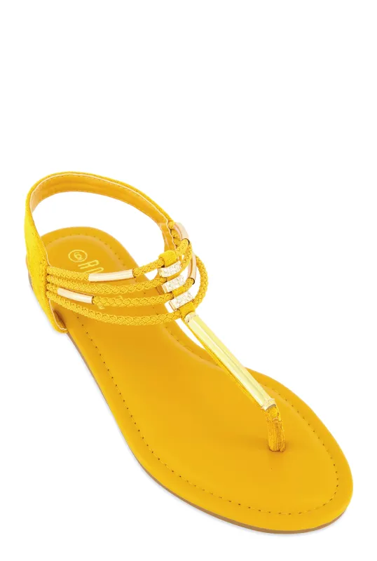 Metallic Detail Corded Thong Sandals sold by Rainbow