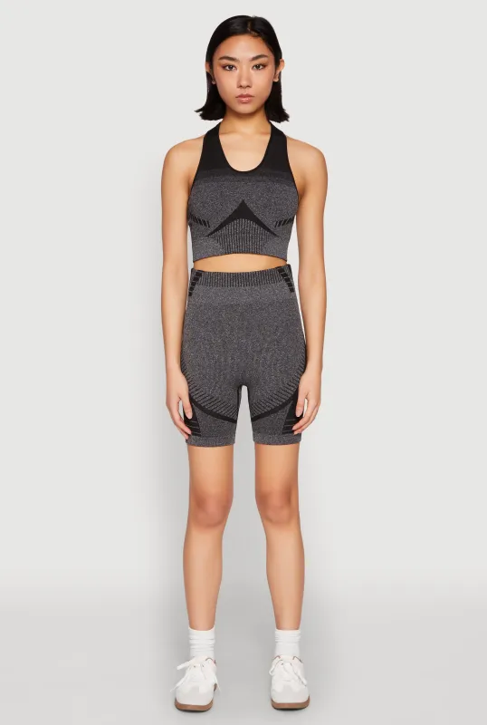 Seamless Rib Knit Two Tone Racerback Tank Top and Shorts sold by Rainbow