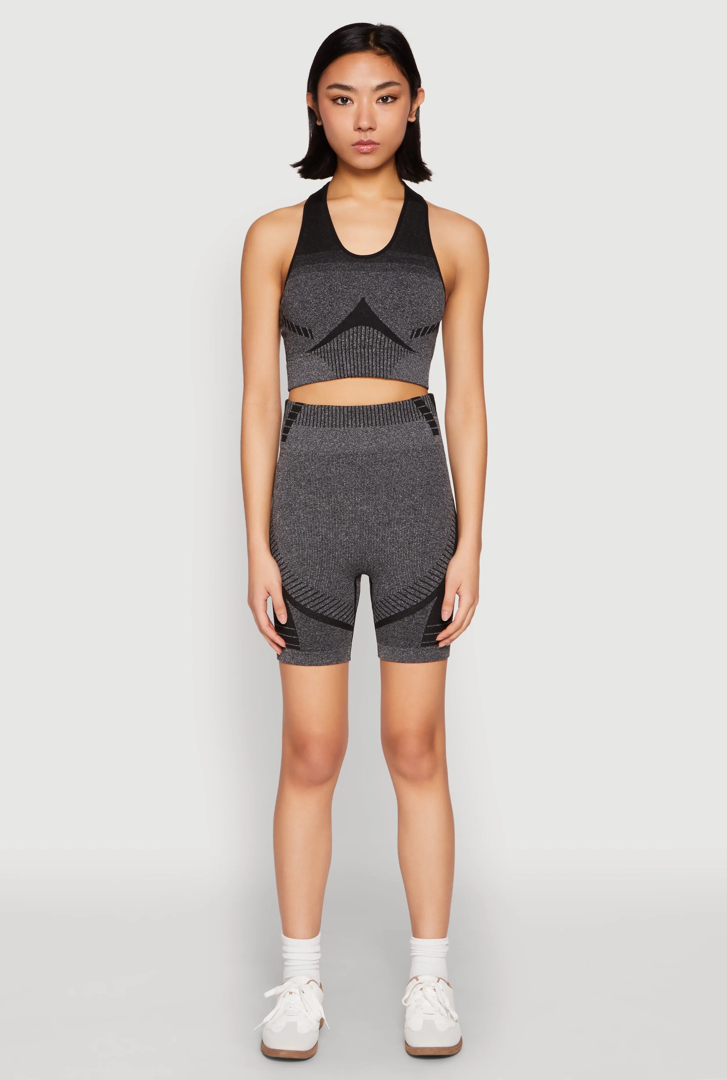 Seamless Rib Knit Two Tone Racerback Tank Top and Shorts sold by Rainbow