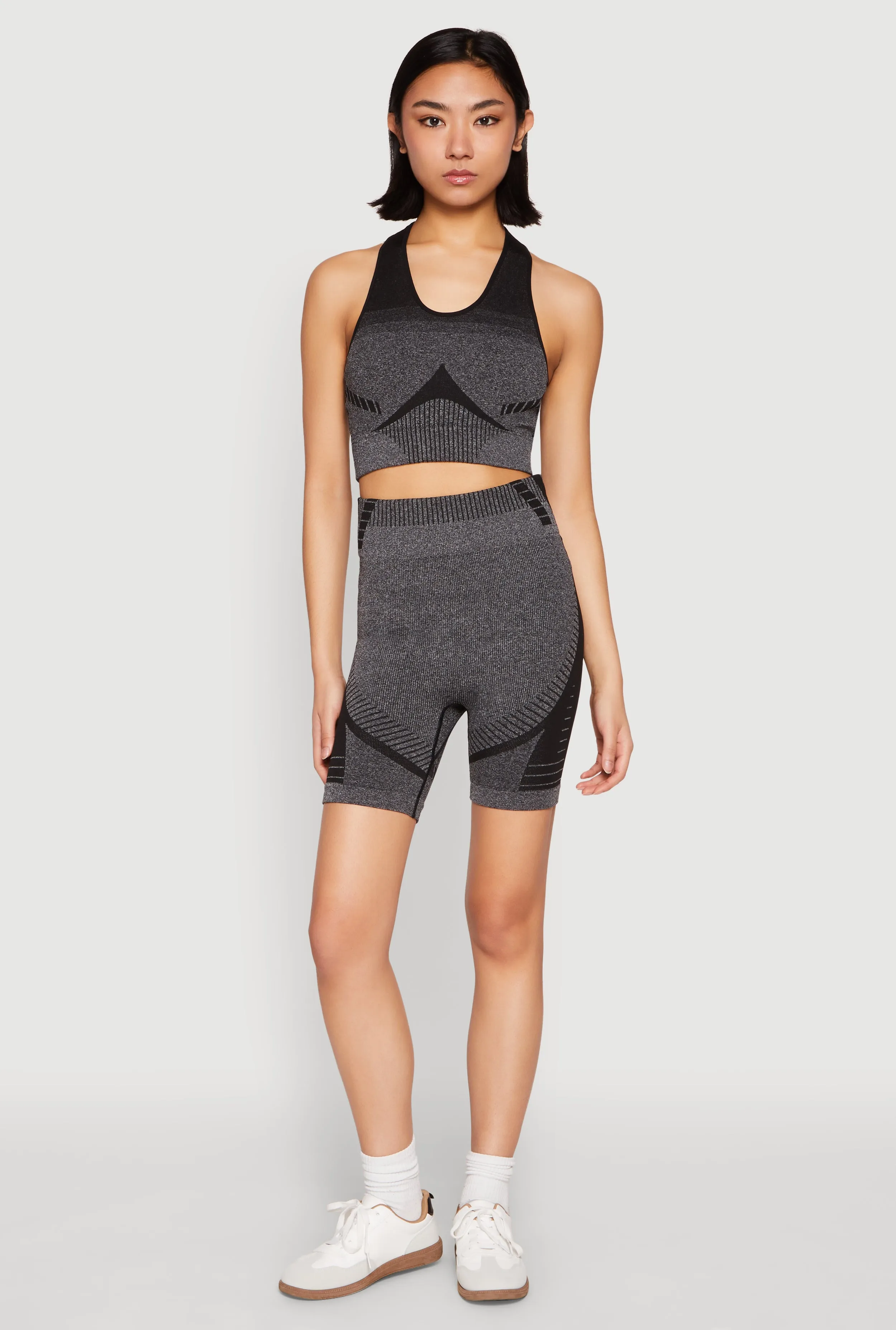 Seamless Rib Knit Two Tone Racerback Tank Top and Shorts sold by Rainbow product image thumbnail 2