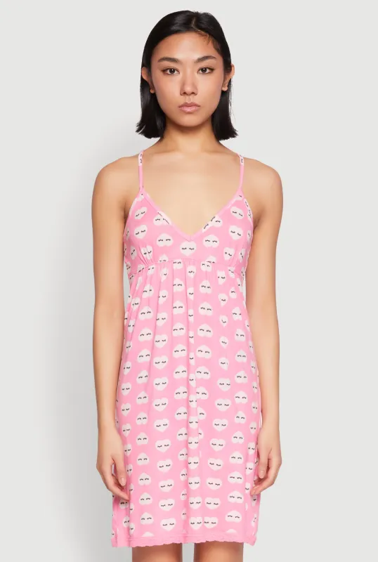 Soft Knit Heart Graphic Print Cami Nightgown sold by Rainbow
