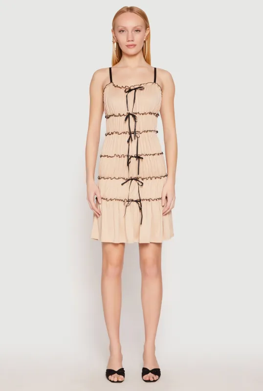 Almost Famous Bow Contrast Tiered Dress sold by Rainbow