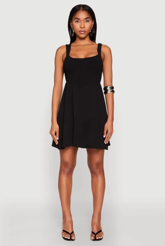 Airy Crepe Knit Bustier Skater Dress sold by Rainbow