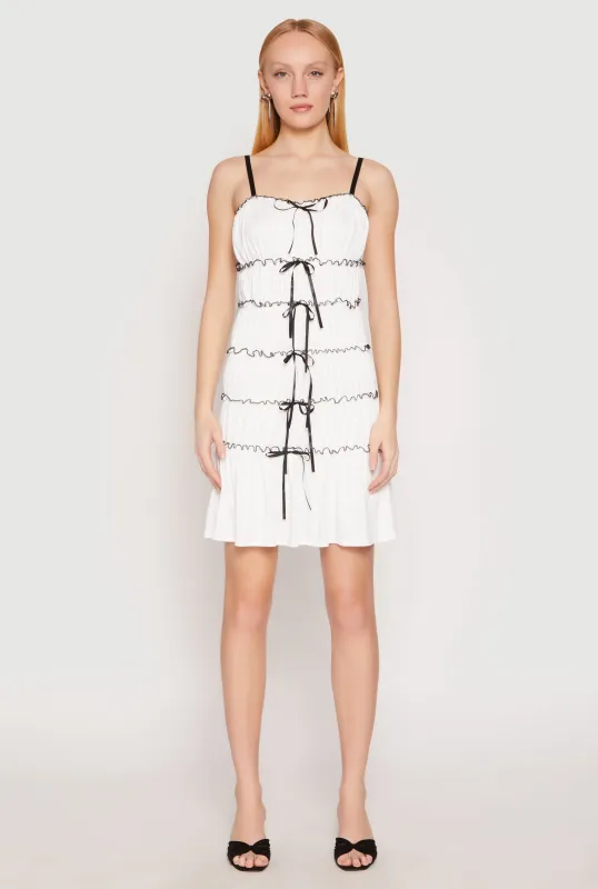 Almost Famous Bow Contrast Tiered Dress sold by Rainbow