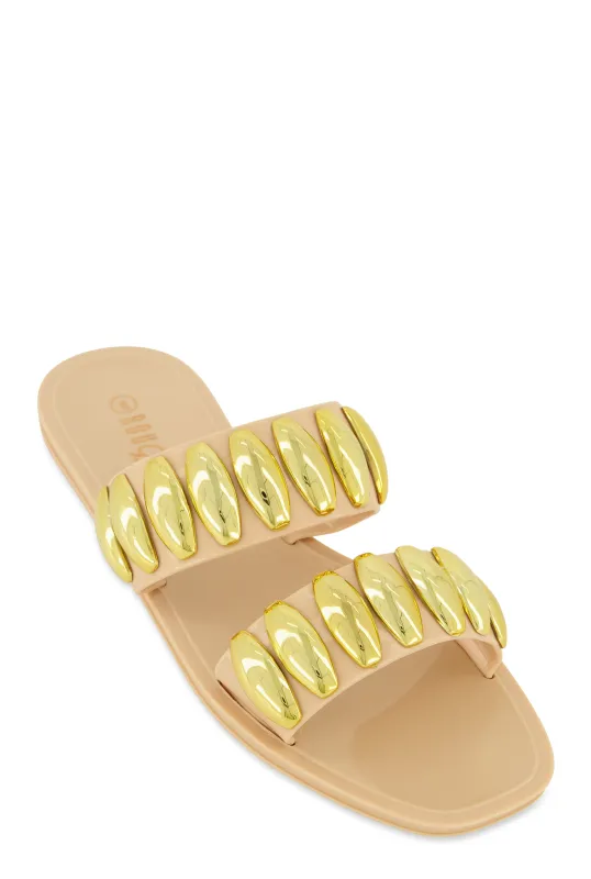 Studded Double Band Jelly Sandals sold by Rainbow