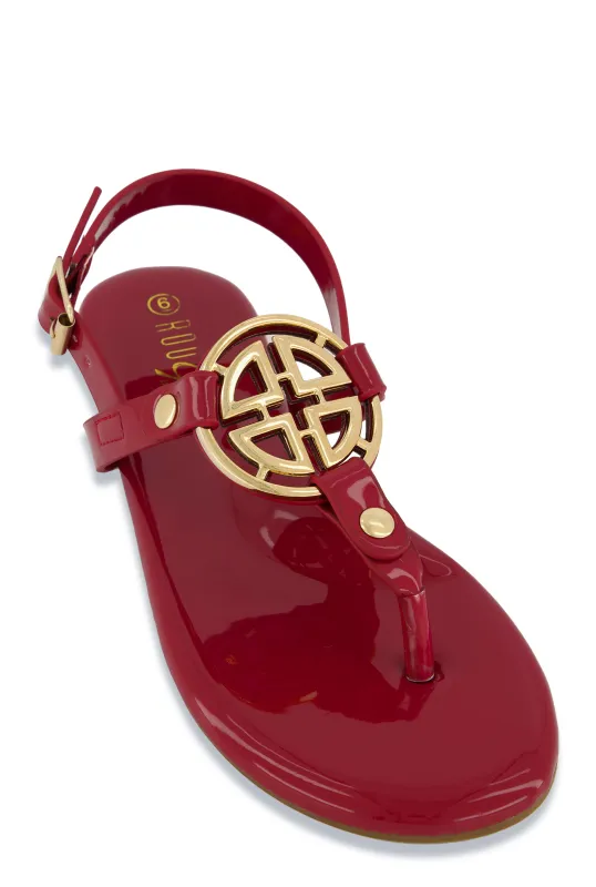 Geometric Pendant Ankle Strap Thong Sandals sold by Rainbow