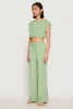 Linen Ruched Elastic Hem Crop Top sold by Rainbow