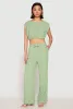 Linen Ruched Elastic Hem Crop Top sold by Rainbow