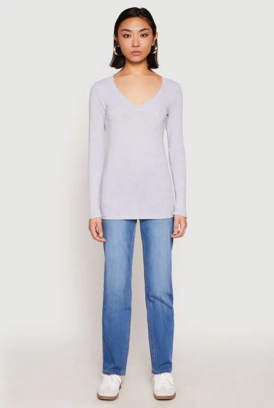 Basic Long Sleeve V Neck Tee sold by Rainbow