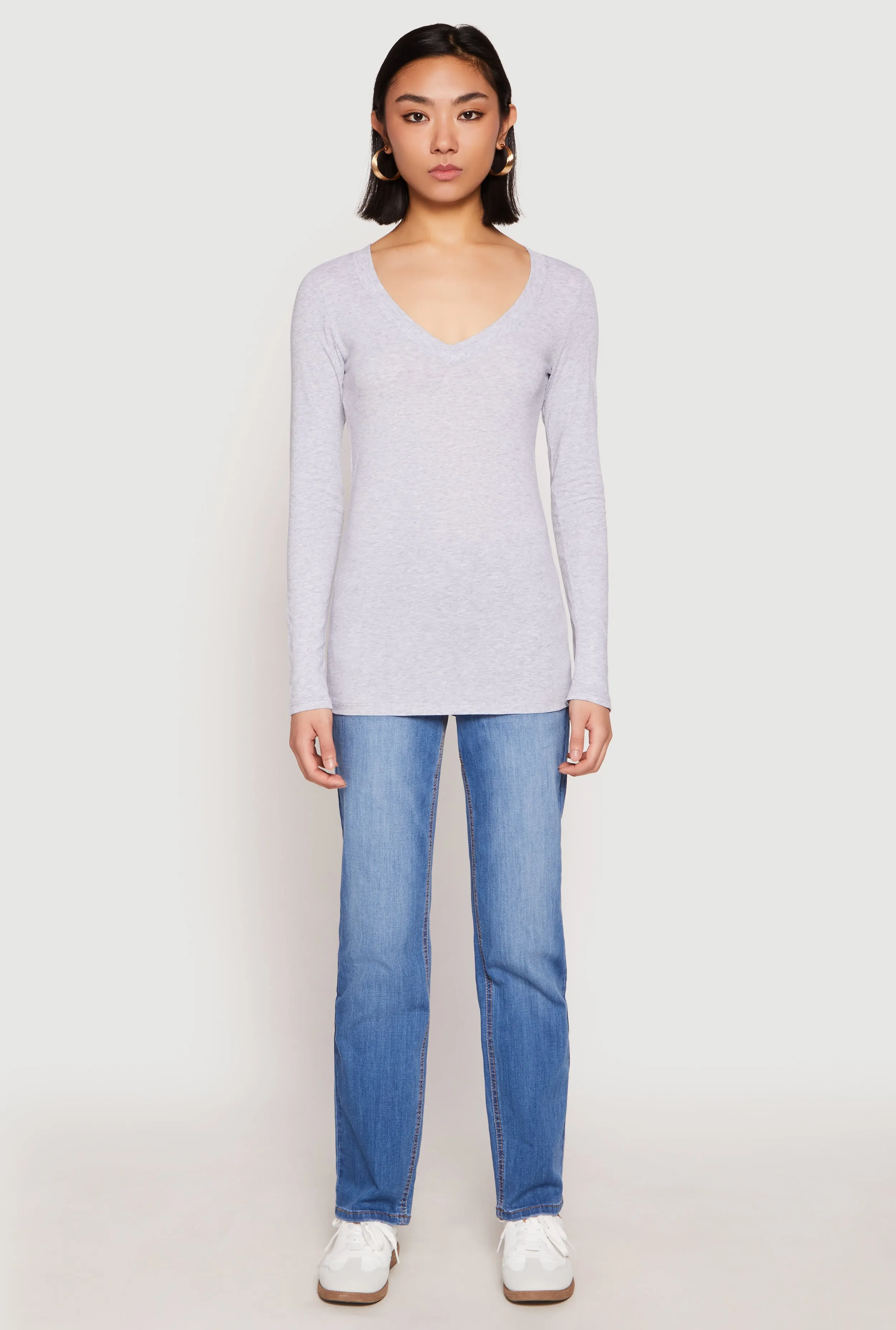 Basic Long Sleeve V Neck Tee sold by Rainbow