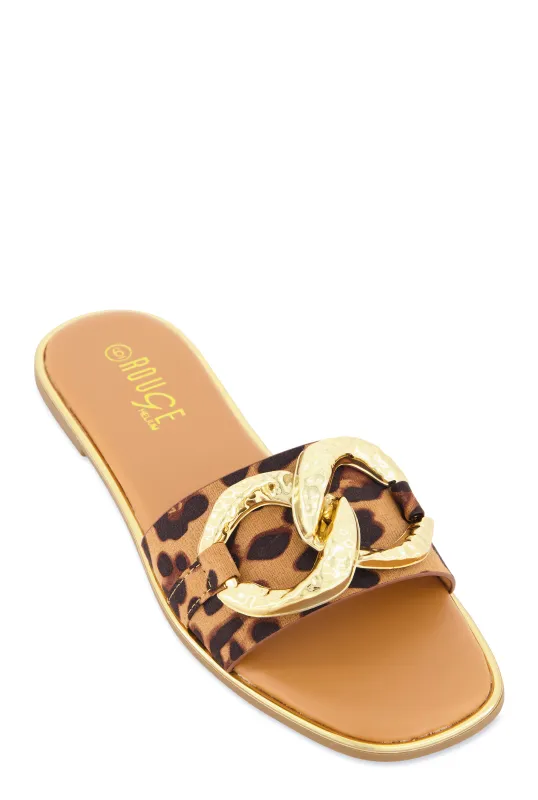 Oversized Chain Detail Band Slide Sandals sold by Rainbow
