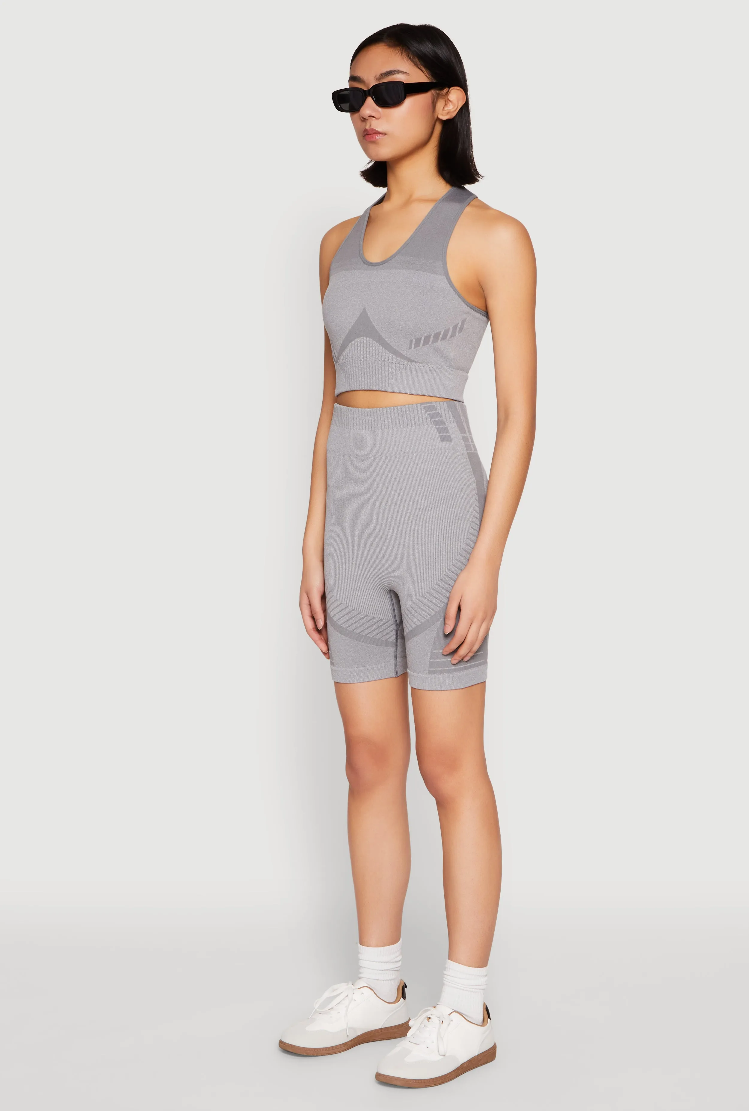 Seamless Rib Knit Two Tone Racerback Tank Top and Shorts sold by Rainbow product image thumbnail 3