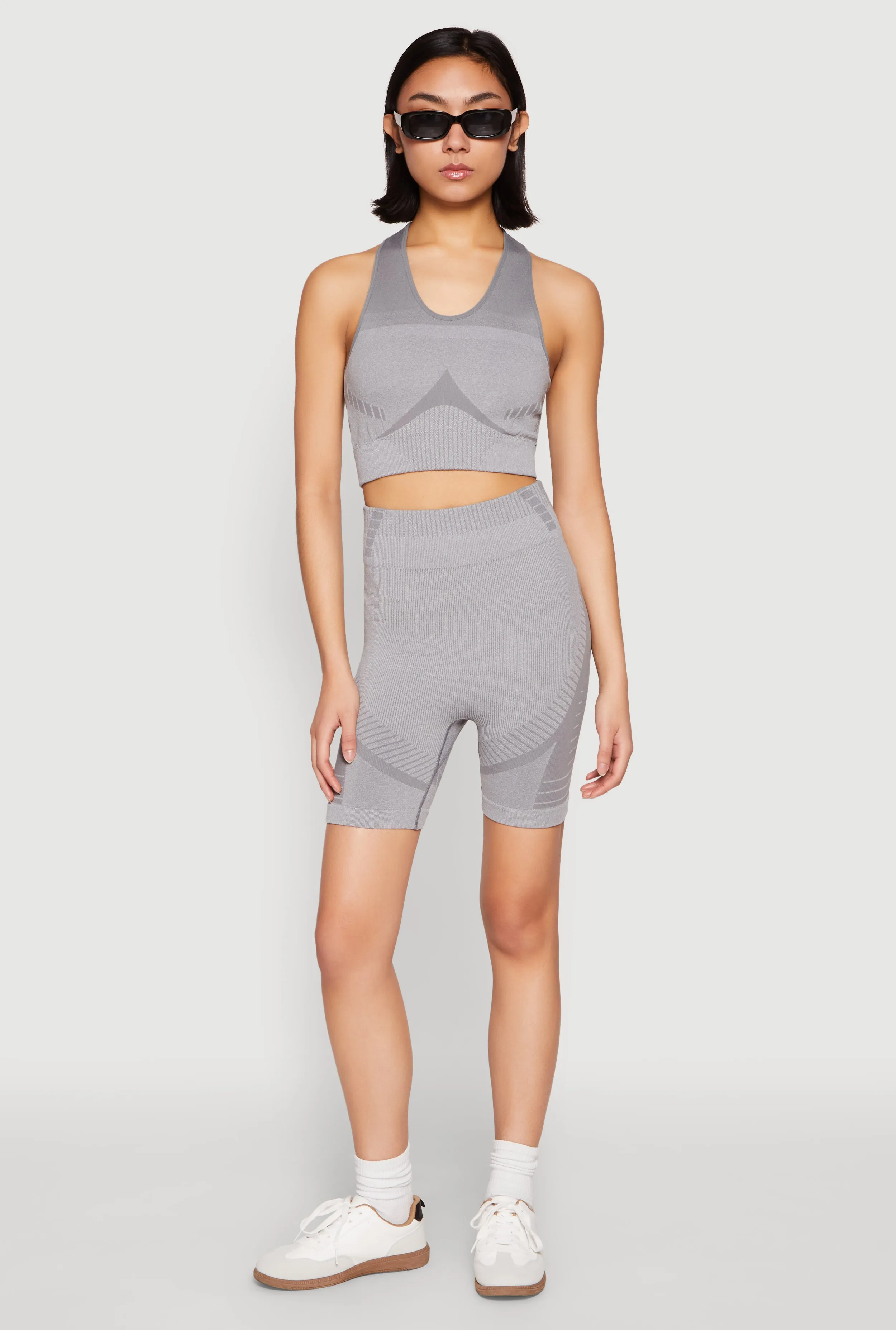 Seamless Rib Knit Two Tone Racerback Tank Top and Shorts sold by Rainbow product image thumbnail 2