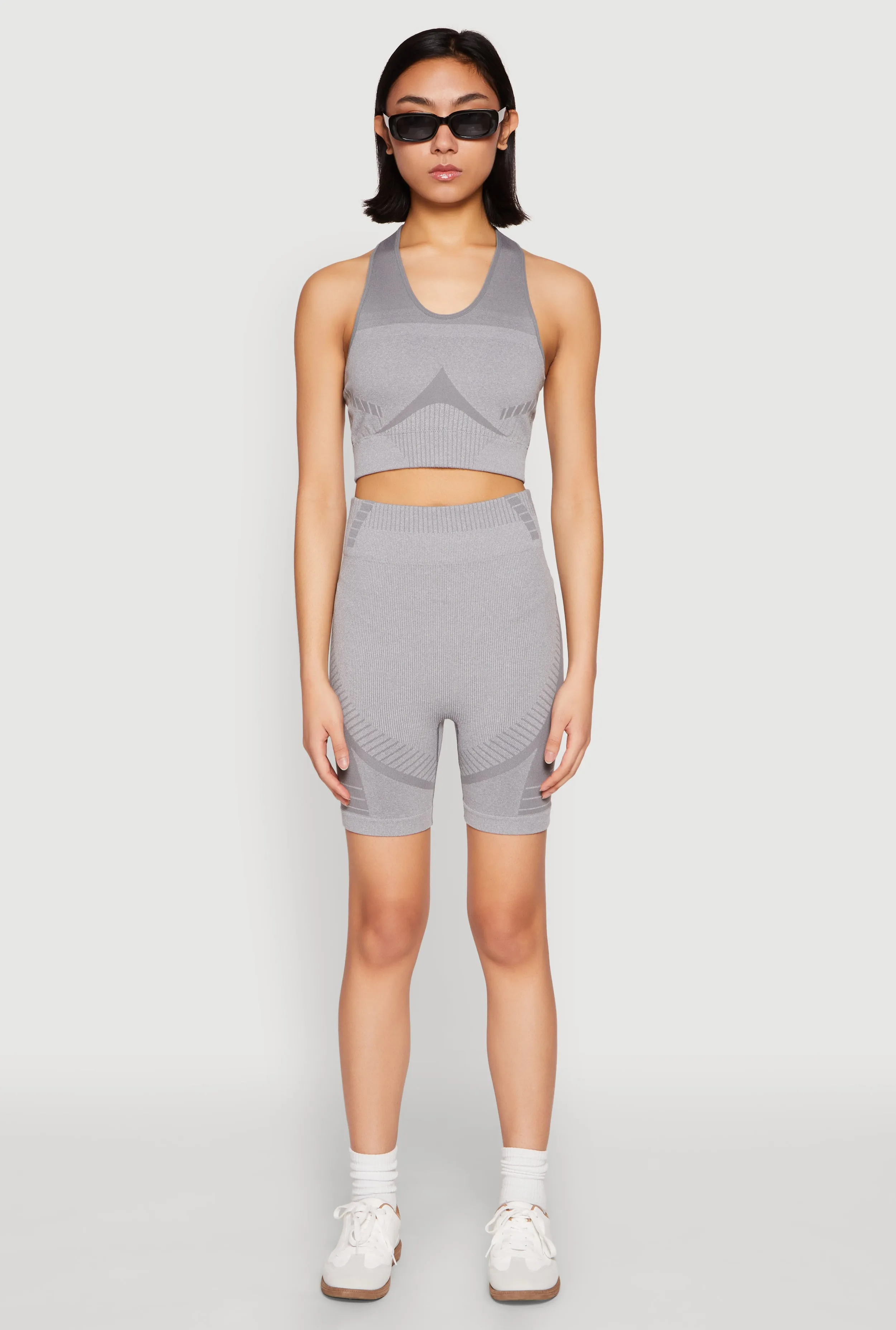 Seamless Rib Knit Two Tone Racerback Tank Top and Shorts sold by Rainbow