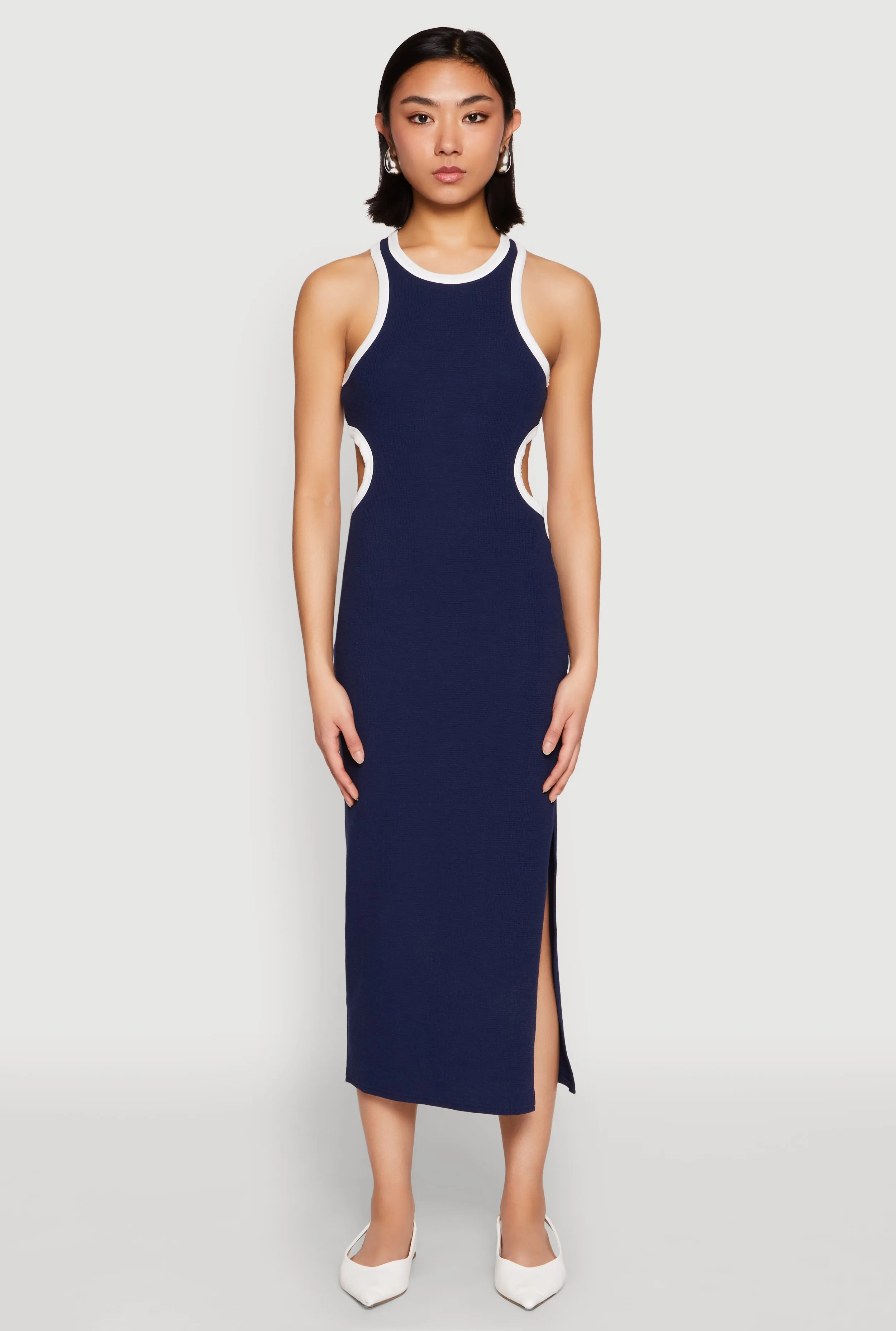 Contrast Trim Cut Out Tank Dress sold by Rainbow