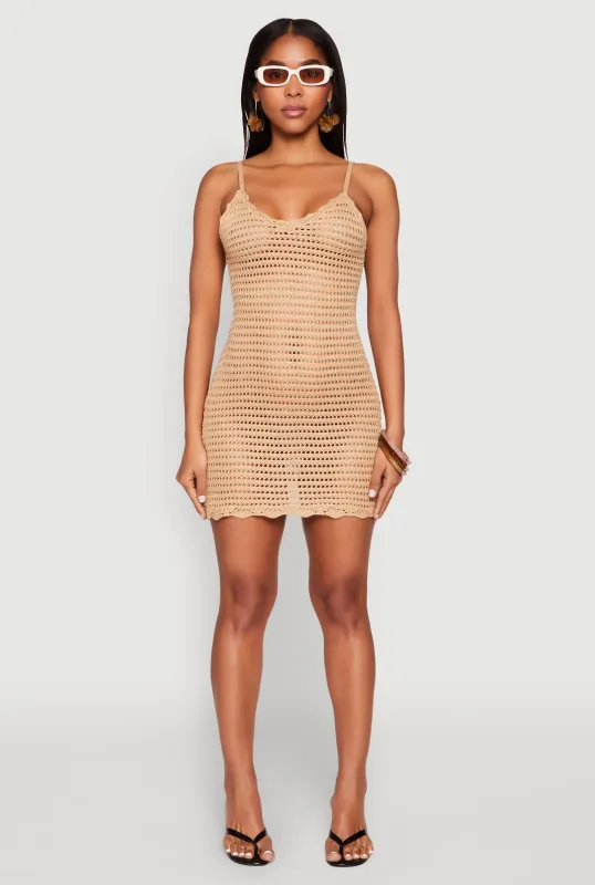 Crochet Scalloped Trim Cami Dress sold by Rainbow