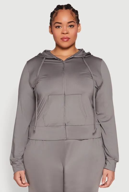 Plus Size Daisy Zip Front Hooded Sweatshirt sold by Rainbow