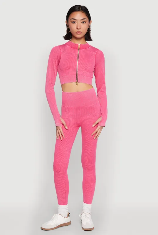 Daisy Ribbed Knit High Waist Leggings sold by Rainbow