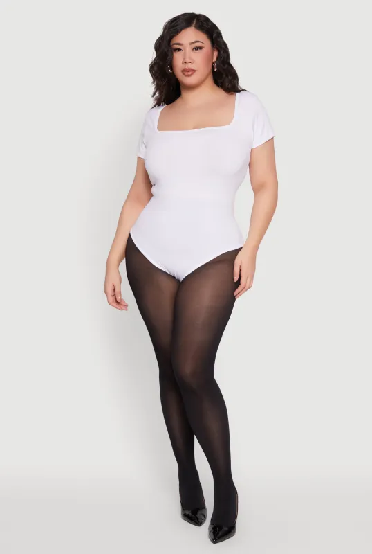 Plus Size Seamless Square Neck Bodysuit sold by Rainbow
