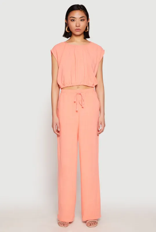 Linen Wide Leg Pants sold by Rainbow