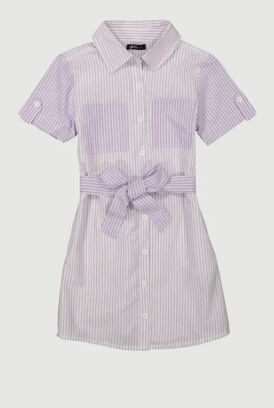 Girls Color Block Striped Shirt Dress sold by Rainbow
