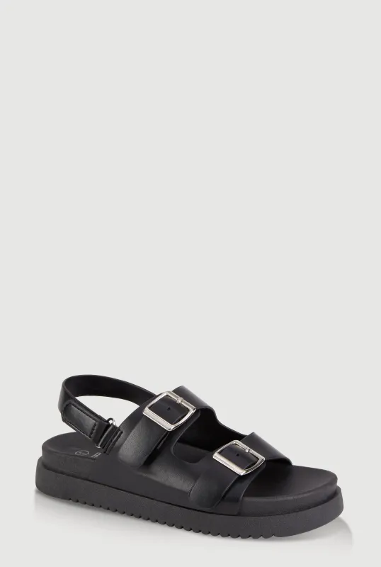 Girls Double Buckle Band Footbed Sandals sold by Rainbow
