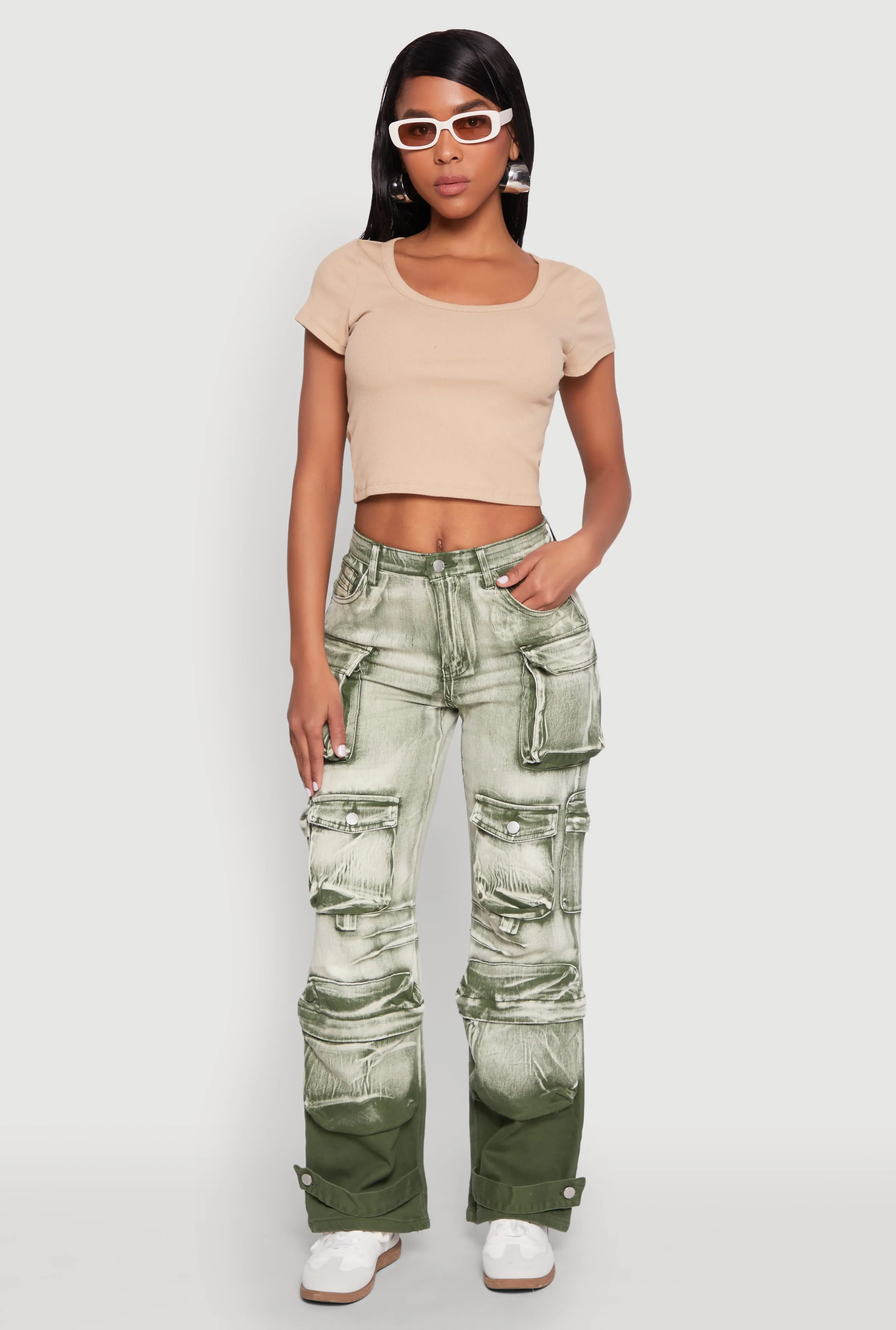 Daisy Mineral Wash Multi Pocket Cargo Jeans sold by Rainbow