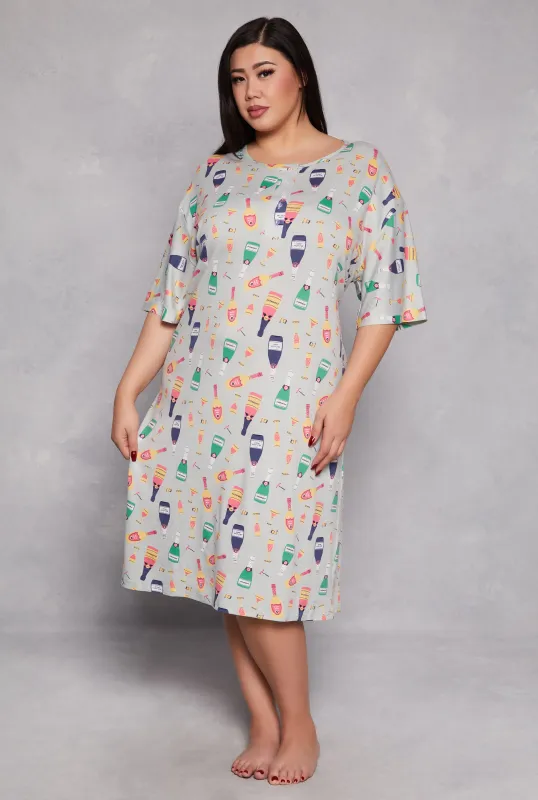 Plus Size Graphic Print Sleepshirt sold by Rainbow