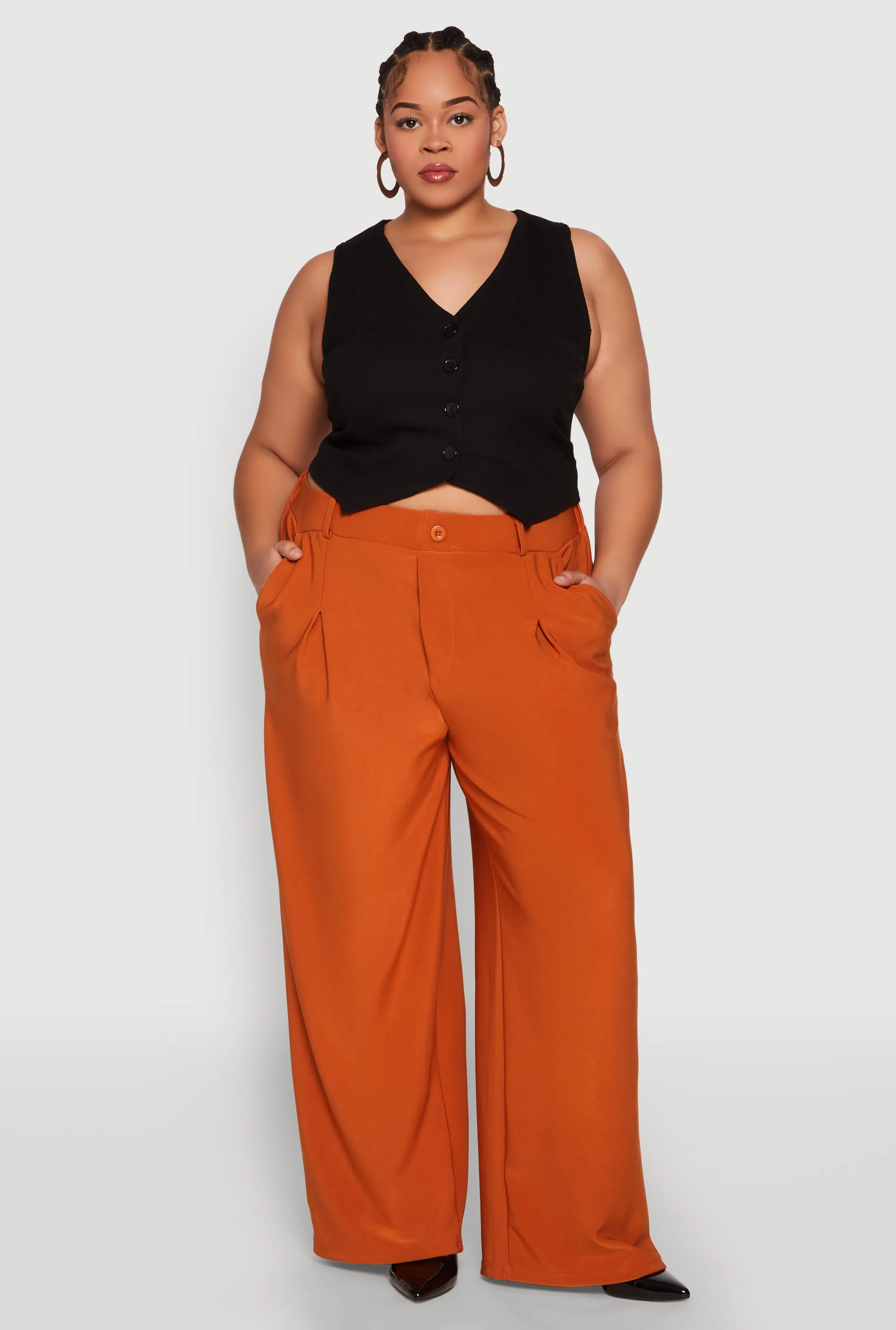 Plus Size High Waist Wide Leg Trousers sold by Rainbow
