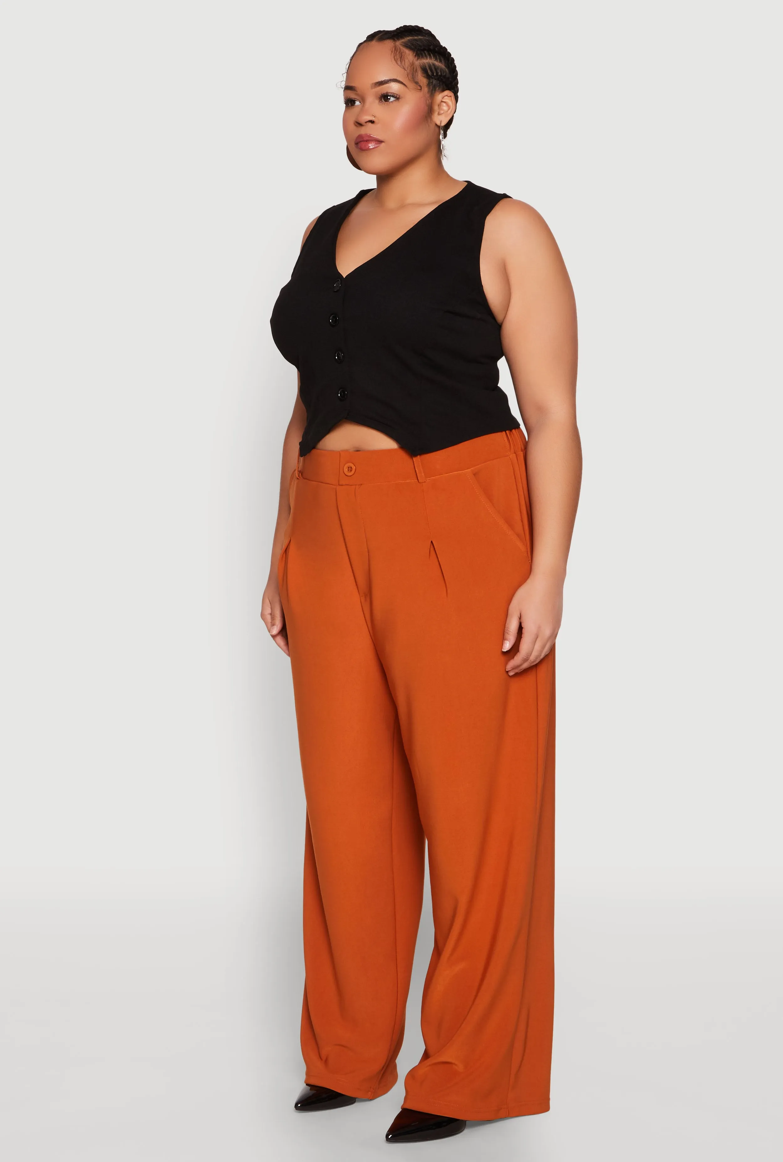 Plus Size High Waist Wide Leg Trousers sold by Rainbow product image thumbnail 3