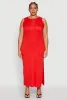 Plus Size Ribbed Knit Side Slit Maxi Tank Dress sold by Rainbow