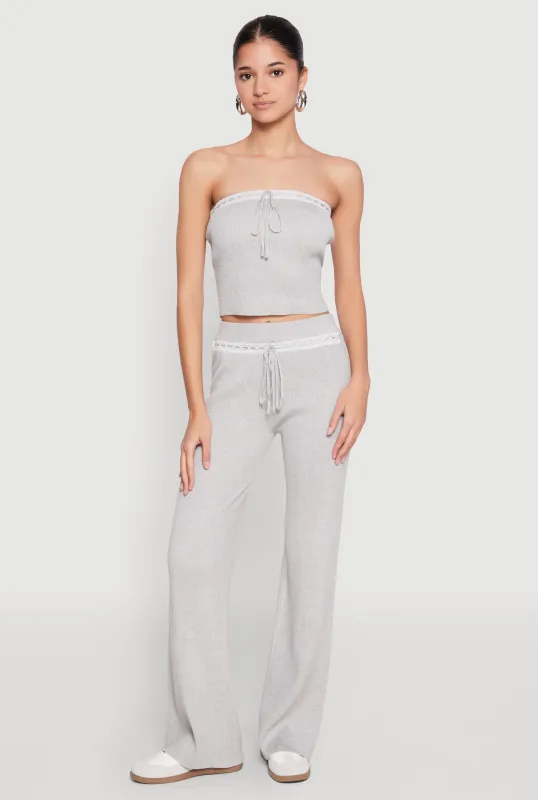 Almost Famous Lace Detail Wide Leg Pants sold by Rainbow