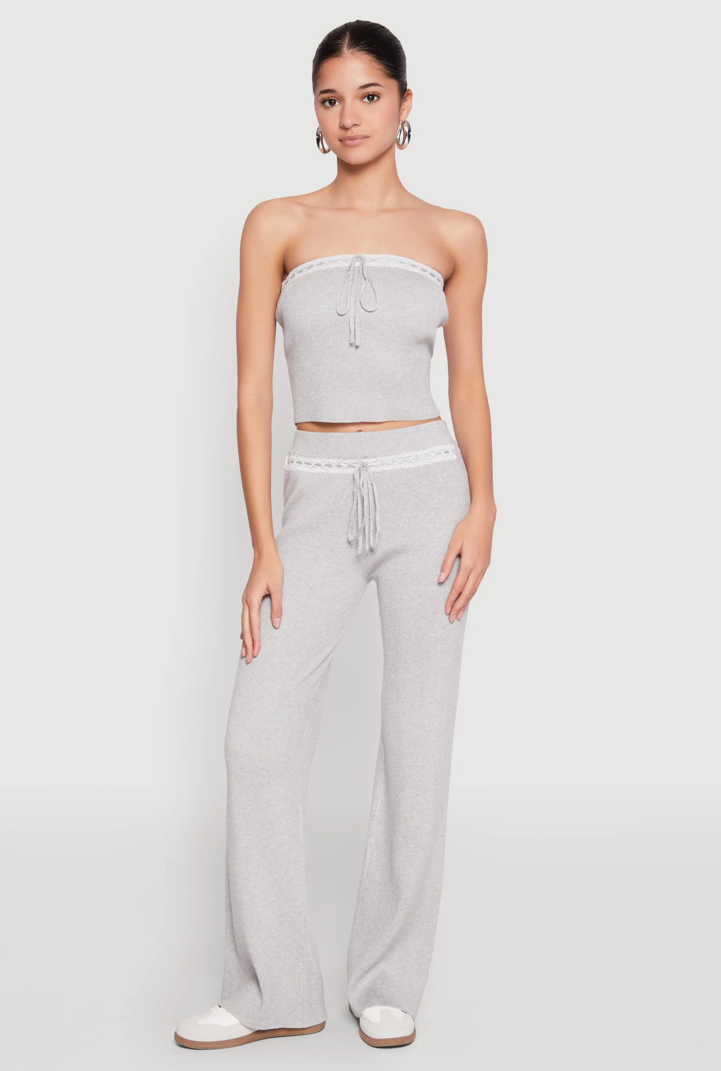 Almost Famous Lace Detail Wide Leg Pants sold by Rainbow