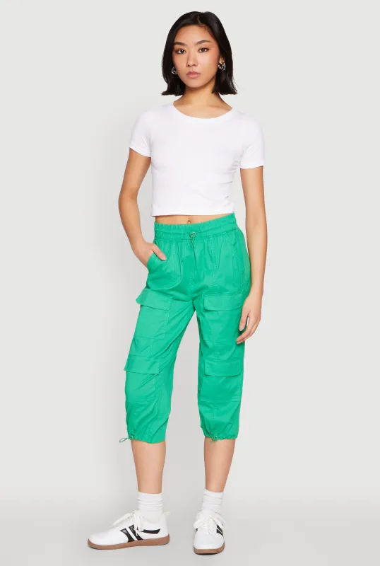 Toggle Drawstring Hem Cargo Capris sold by Rainbow