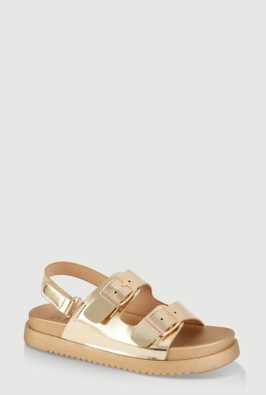 Girls Double Buckle Band Footbed Sandals sold by Rainbow