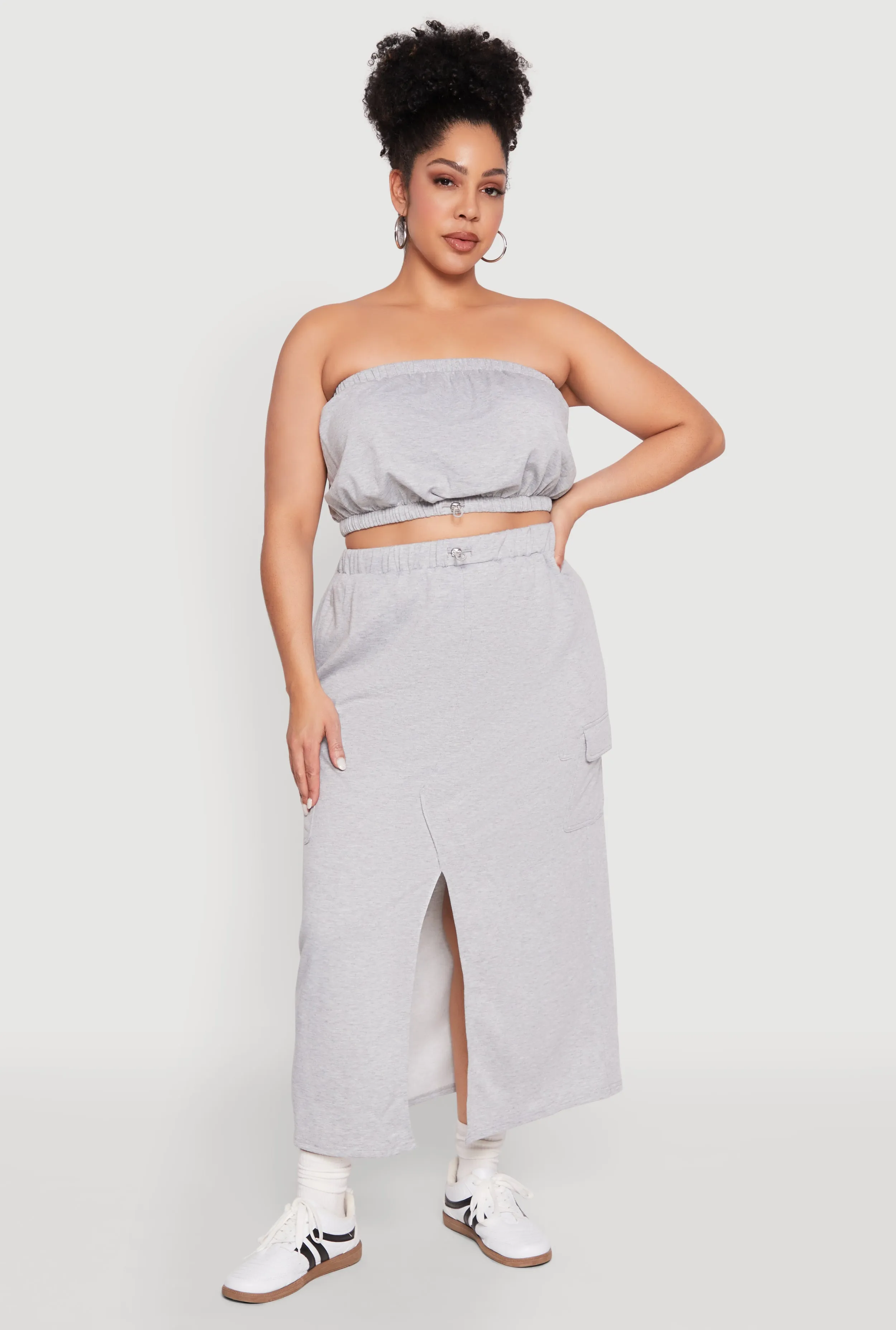 Plus Size Almost Famous Fleece Maxi Cargo Skirt sold by Rainbow