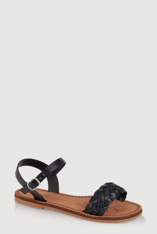 Girls Braided Band Buckle Strap Sandals sold by Rainbow