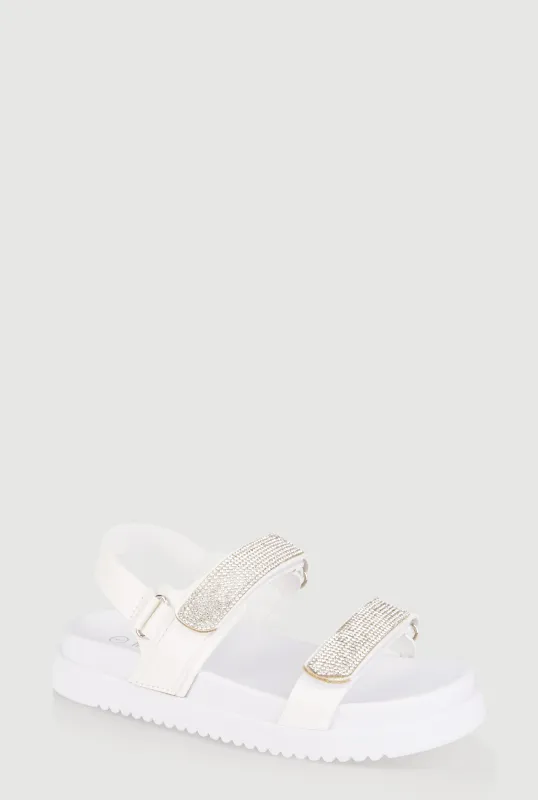 Girls Rhinestone Double Velcro Strap Sandals sold by Rainbow