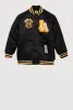 Boys Chenille Patch City Graphic Varsity Jacket sold by Rainbow