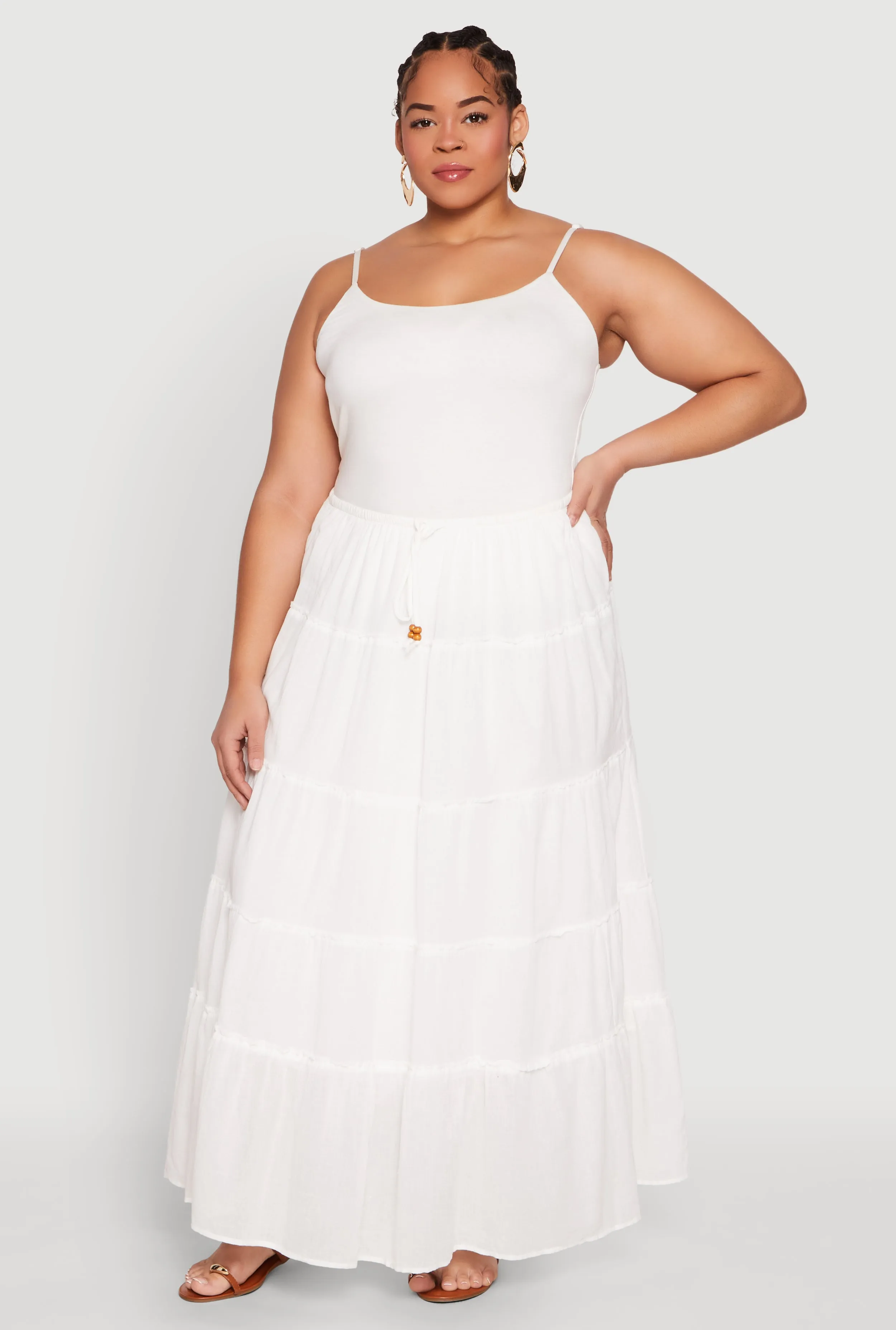 Plus Size Almost Famous Tiered Maxi Skirt sold by Rainbow