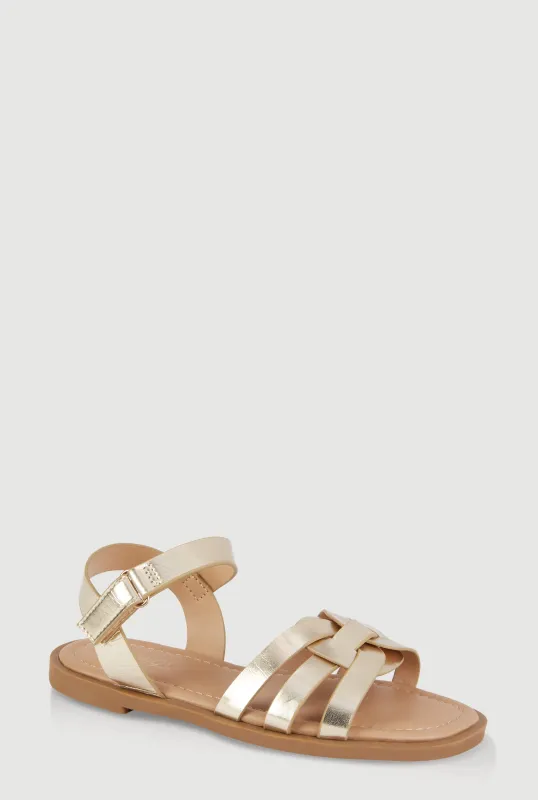 Girls Woven Band Velcro Strap Sandals sold by Rainbow