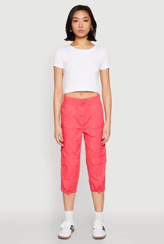 Toggle Drawstring Hem Cargo Capris sold by Rainbow