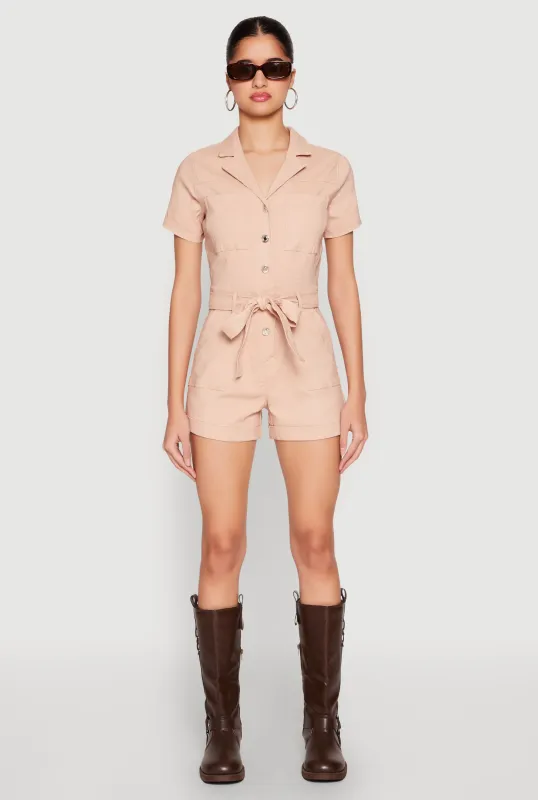 Haute Monde Tie Waist Belted Romper sold by Rainbow