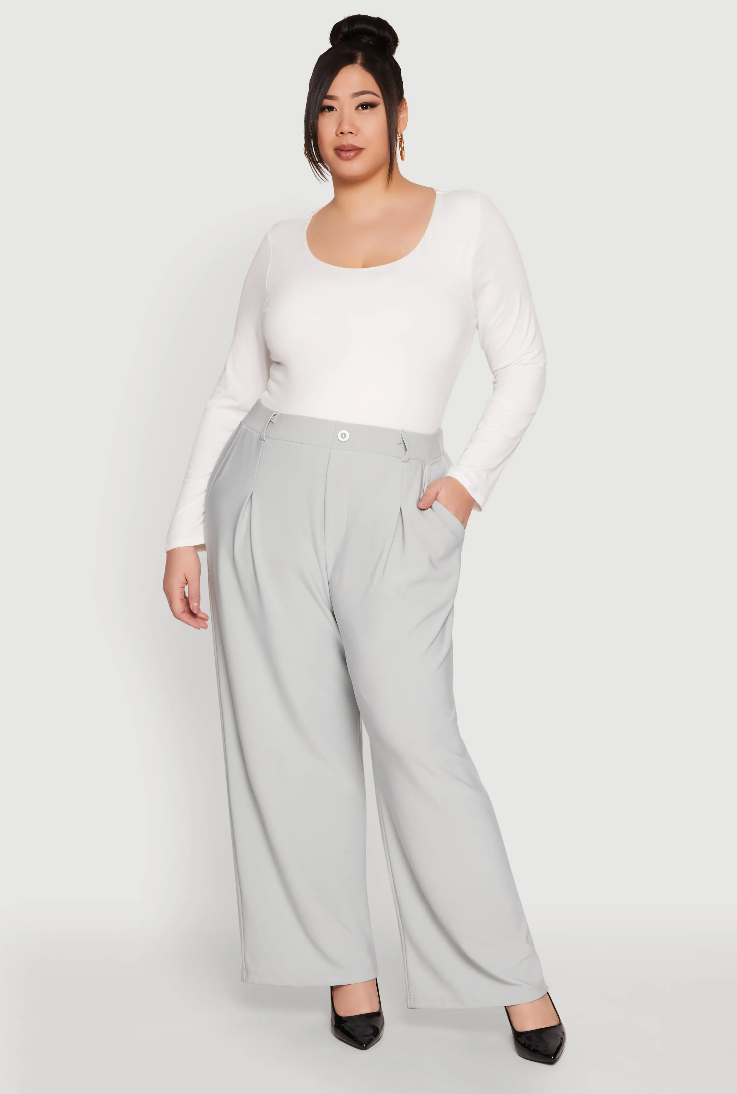 Plus Size High Waist Wide Leg Trousers sold by Rainbow product image thumbnail 2