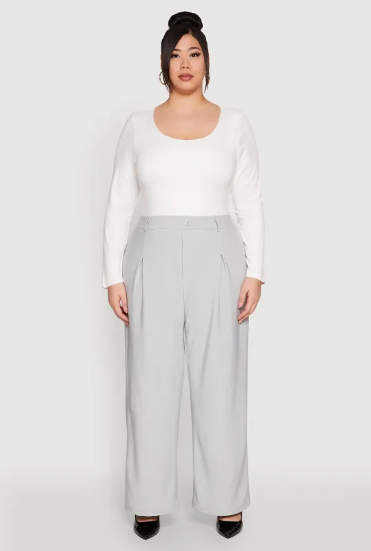 Plus Size High Waist Wide Leg Trousers sold by Rainbow