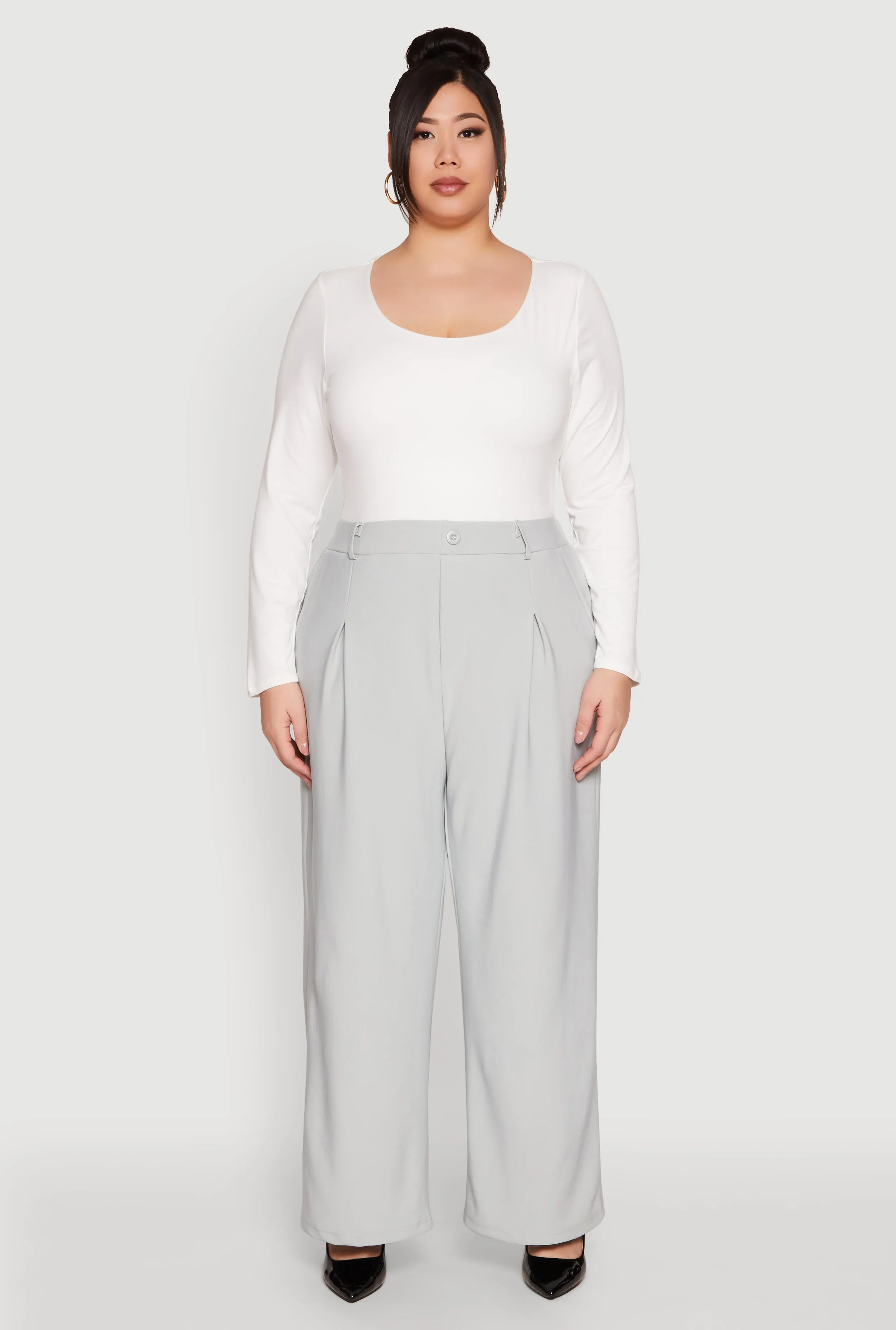Plus Size High Waist Wide Leg Trousers sold by Rainbow