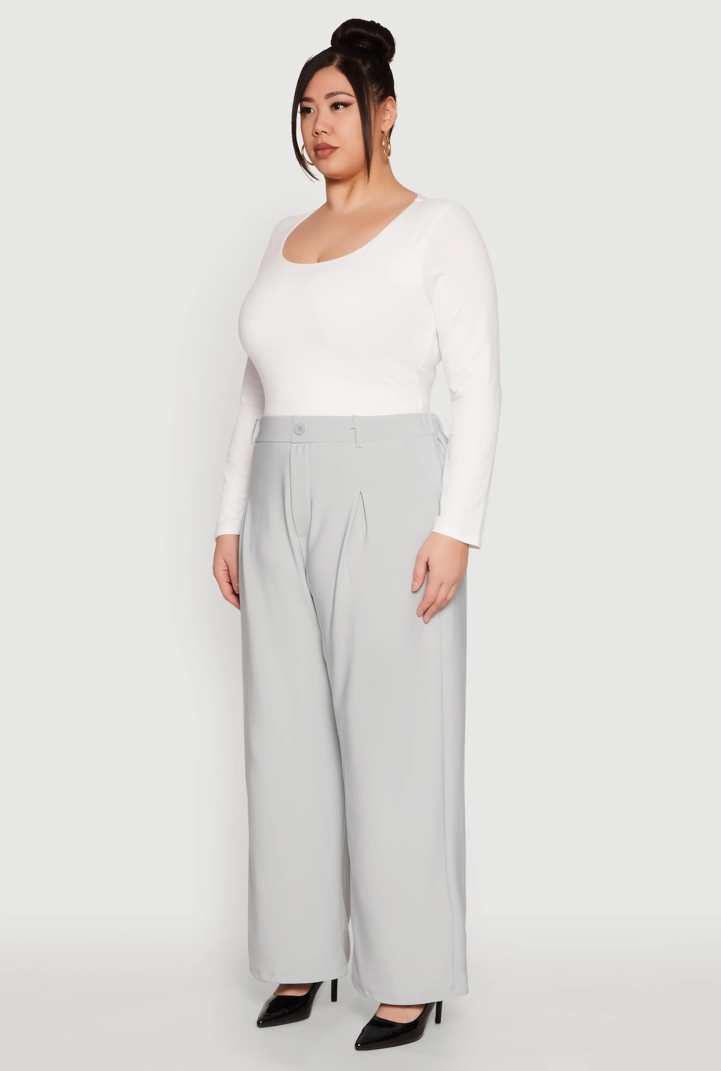 Plus Size High Waist Wide Leg Trousers sold by Rainbow product image thumbnail 3