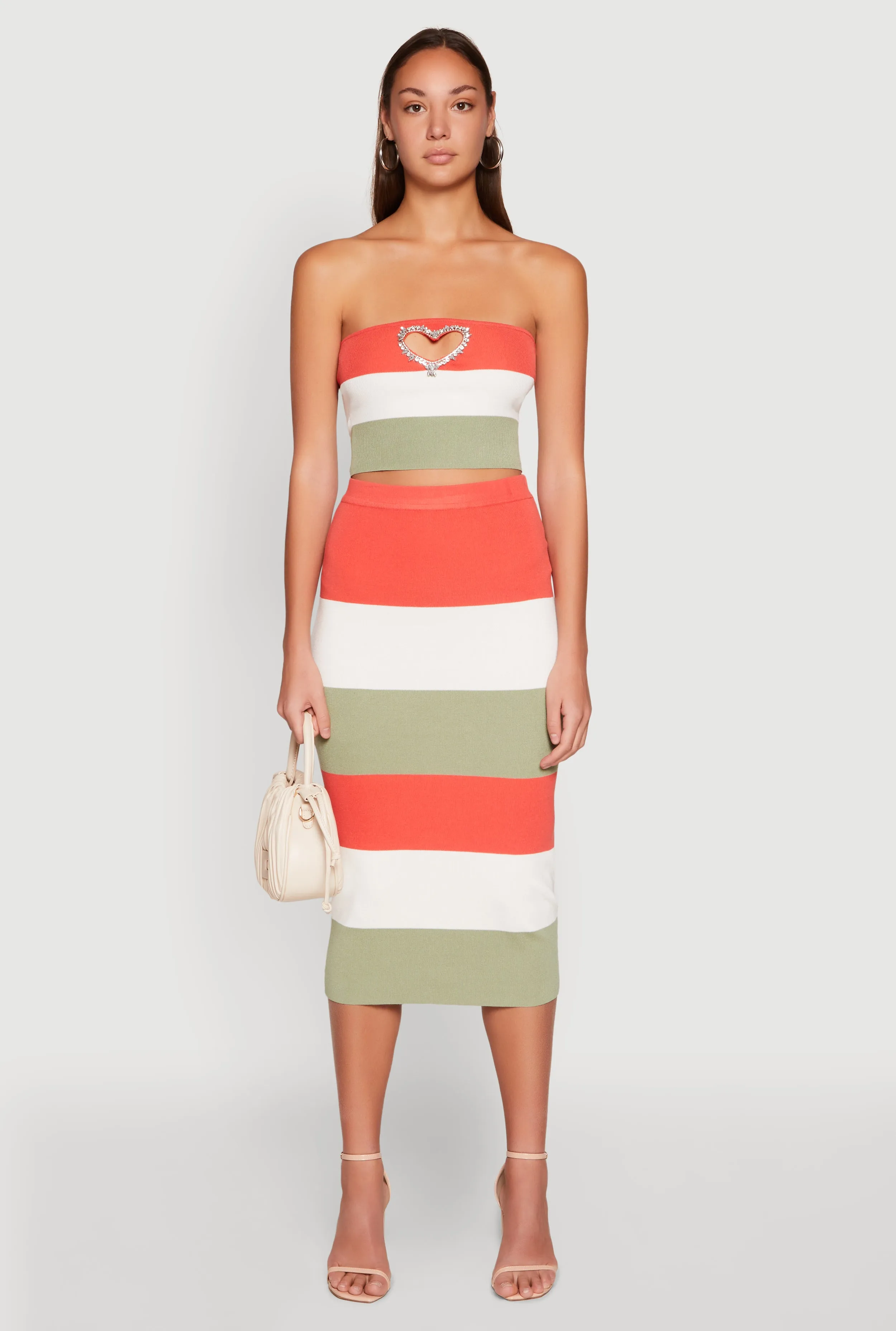 Color Block Knit Midi Skirt sold by Rainbow